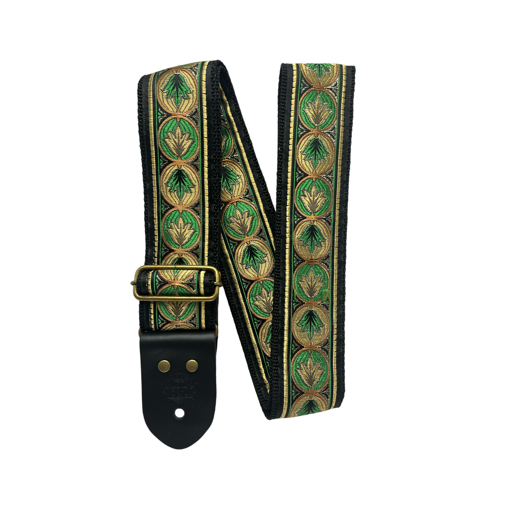 Guitar Strap Green Leaf