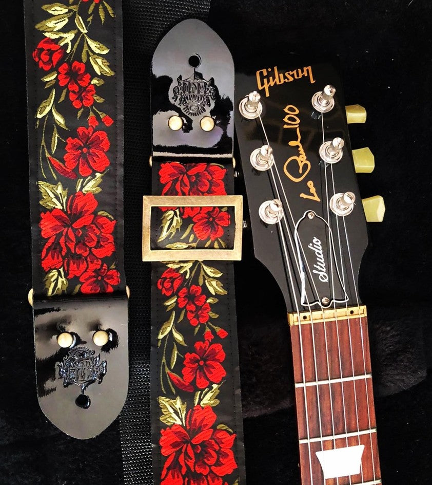 Guitar Strap Black Rose