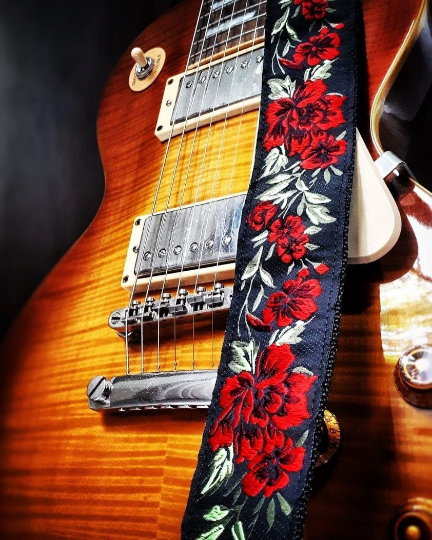 Guitar Strap Black Rose