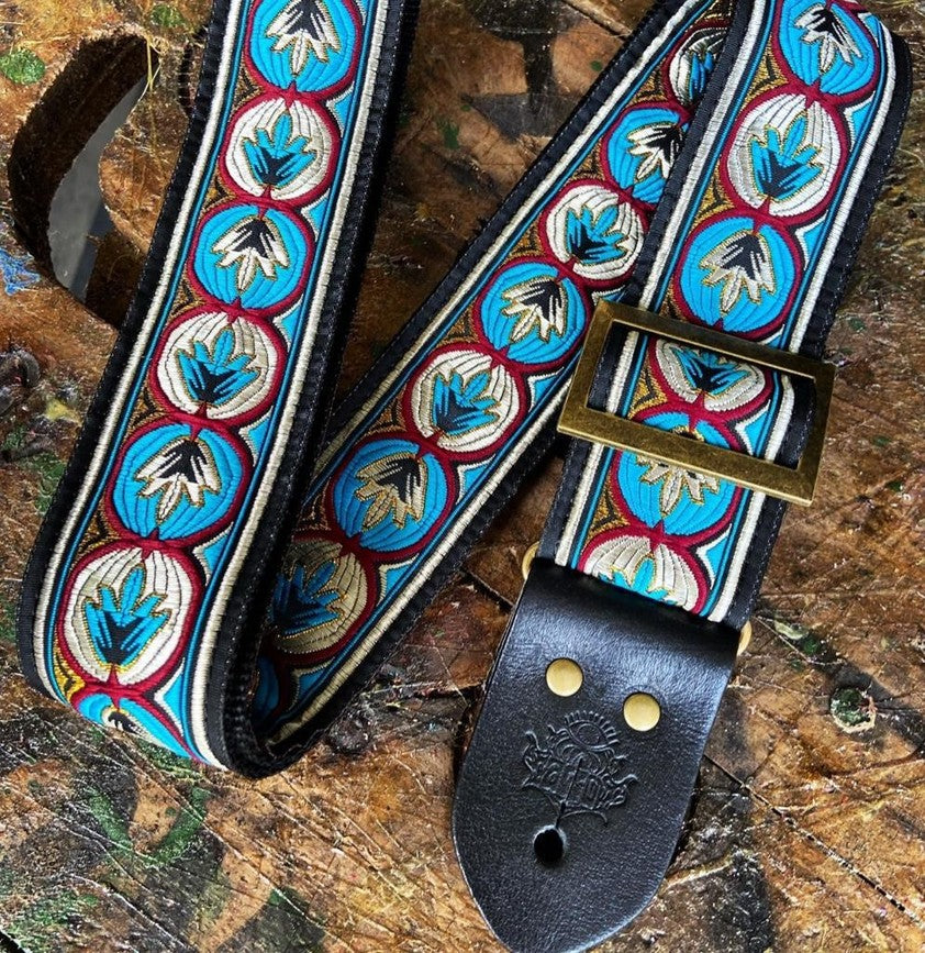 Guitar Strap Blue Leaf