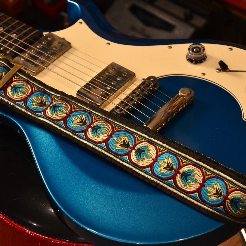 Guitar Strap Blue Leaf