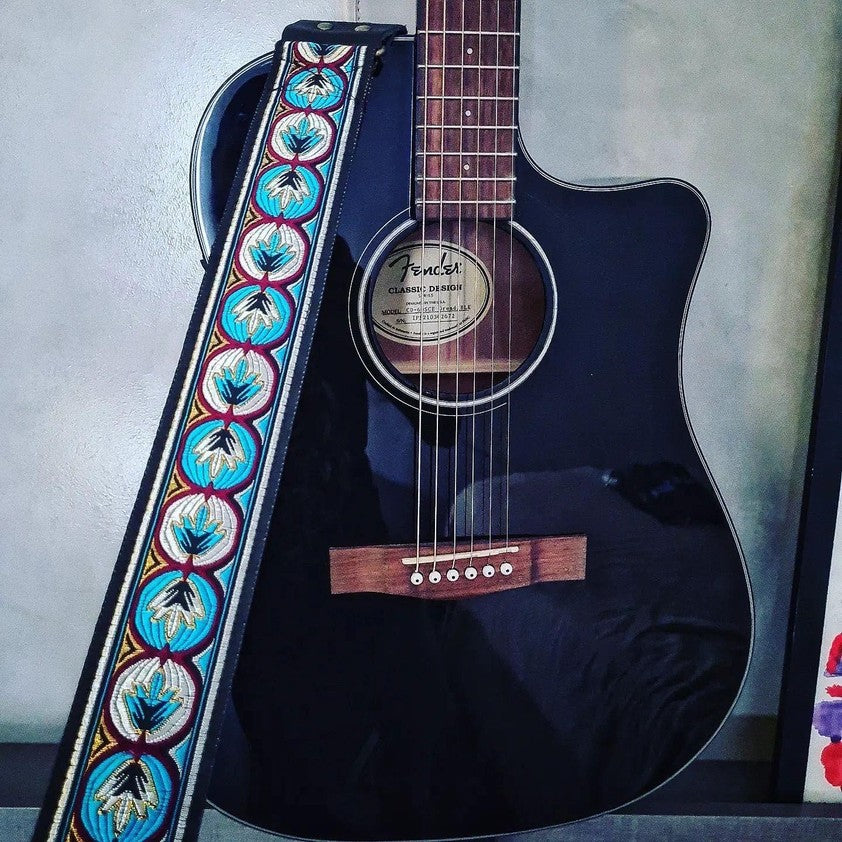 Guitar Strap Blue Leaf