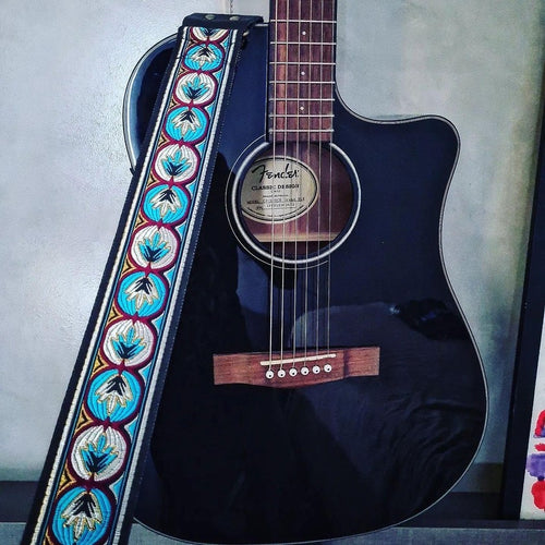 Guitar Strap Blue Leaf