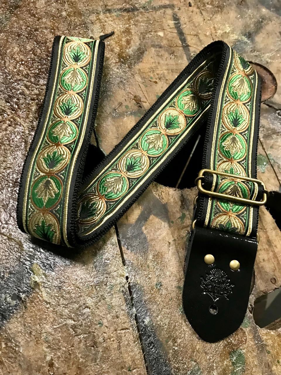 Guitar Strap Green Leaf
