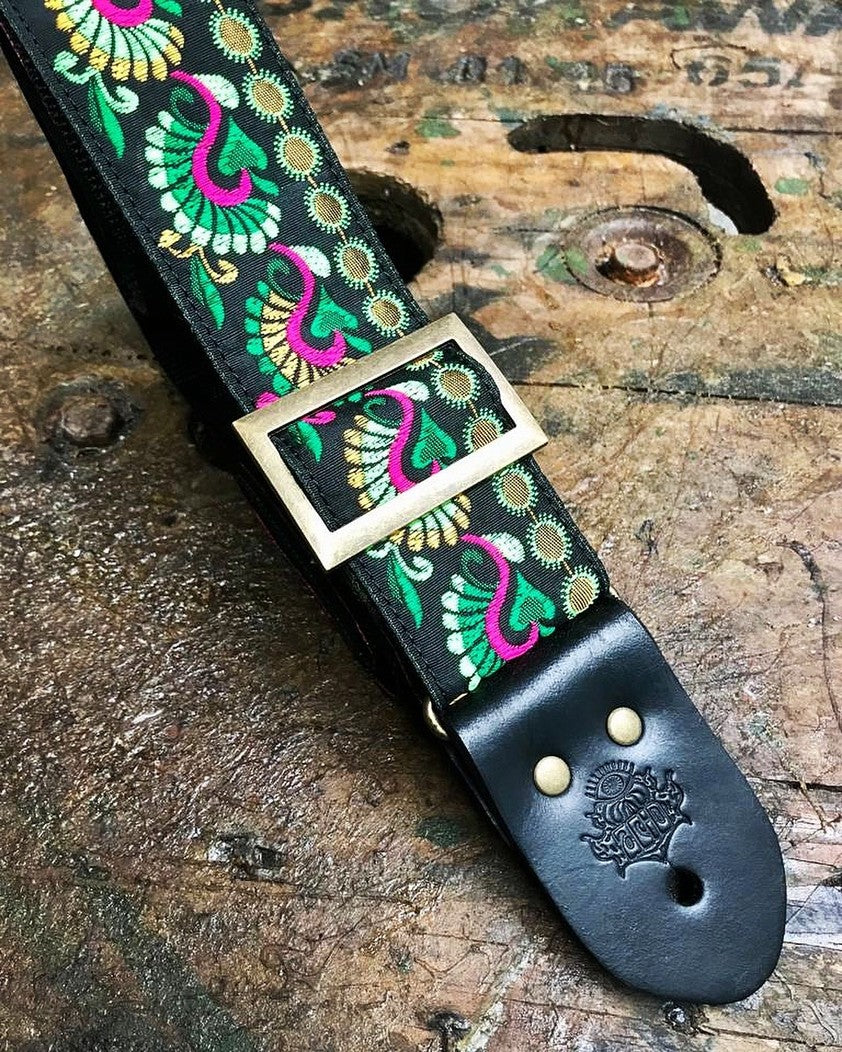 Guitar Strap Green Peacock