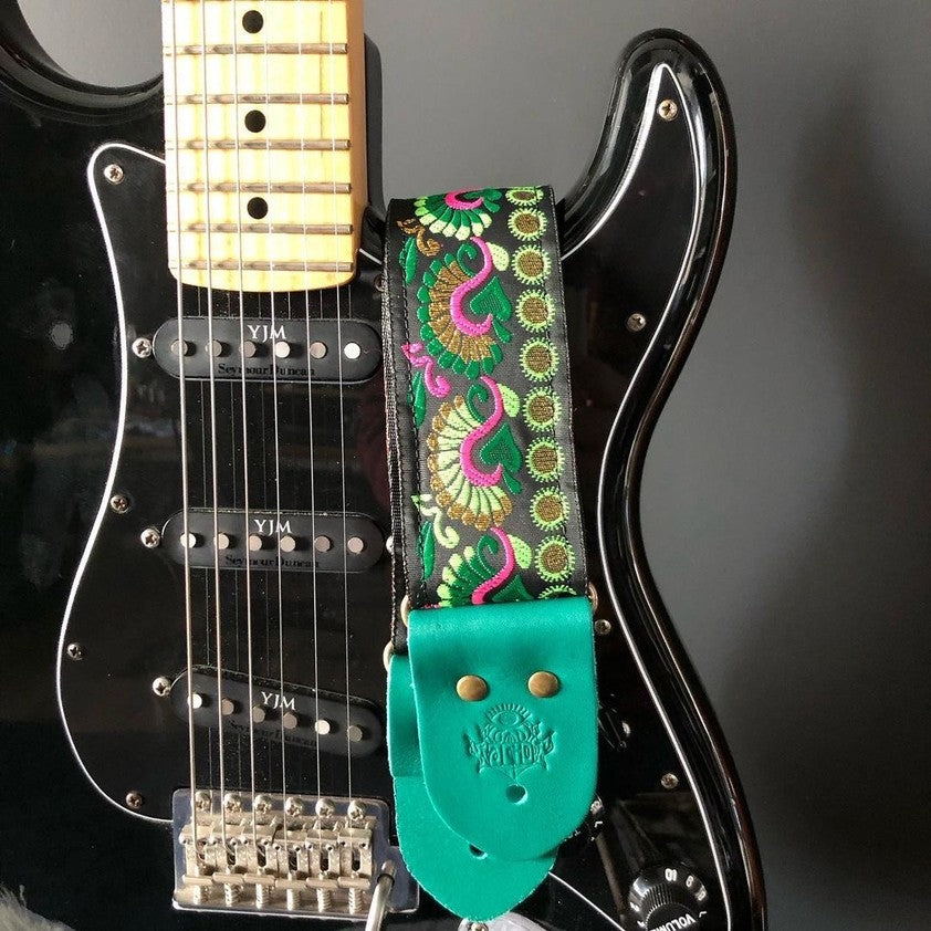 Guitar Strap Green Peacock