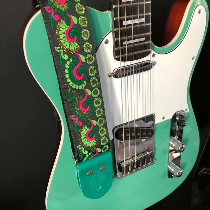 Guitar Strap Green Peacock