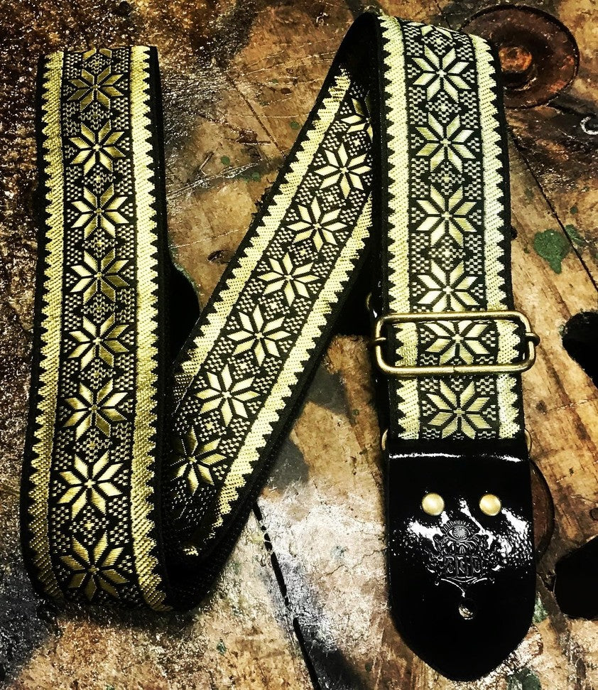 Guitar Strap Poinsettia Gold