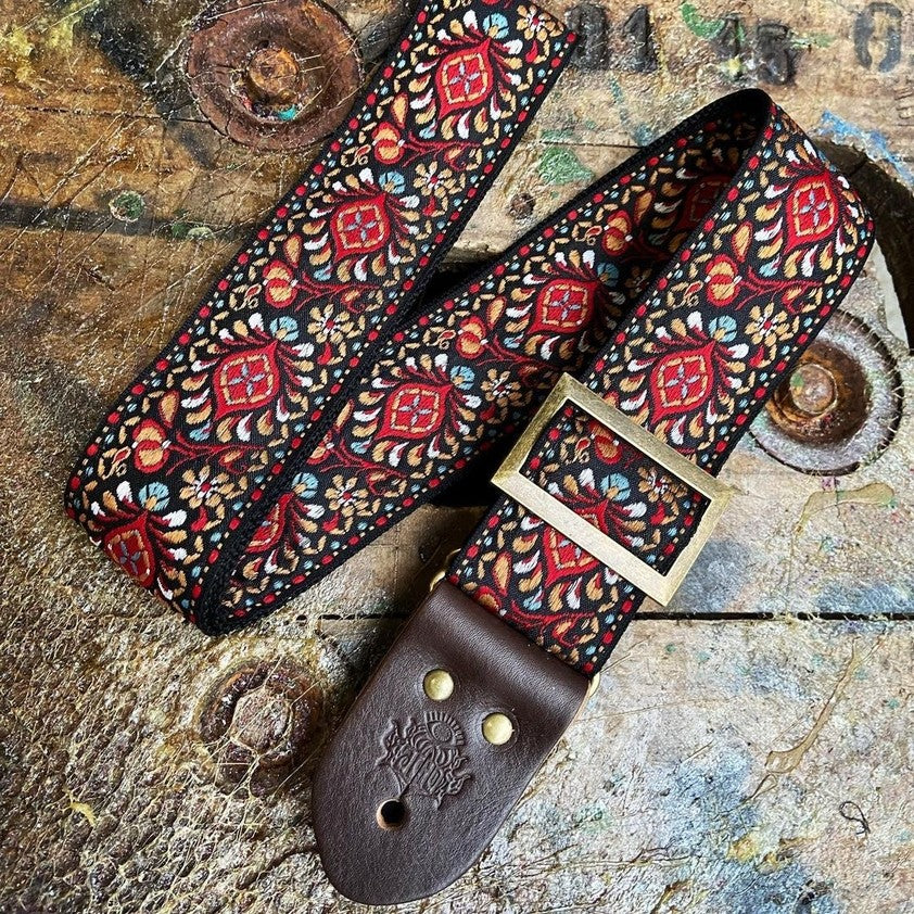 Guitar Strap Red Folk Blues
