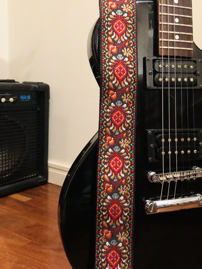 Guitar Strap Red Folk Blues