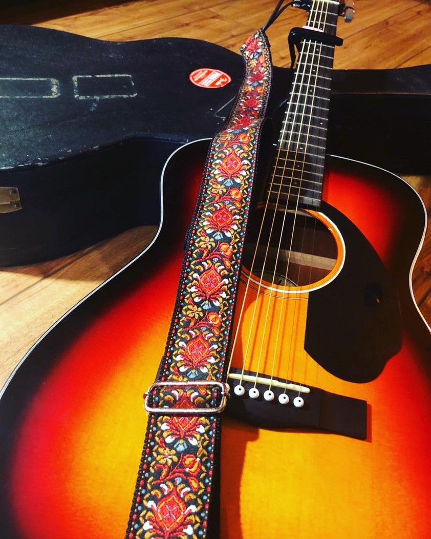 Guitar Strap Red Folk Blues