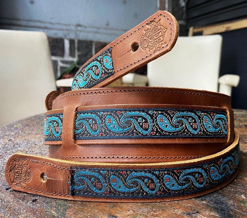 Sexy Saddle Guitar Strap Blue Paisley