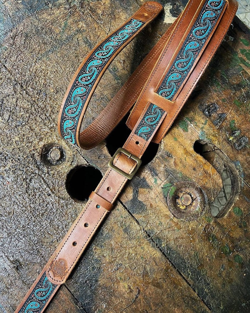 Sexy Saddle Guitar Strap Blue Paisley