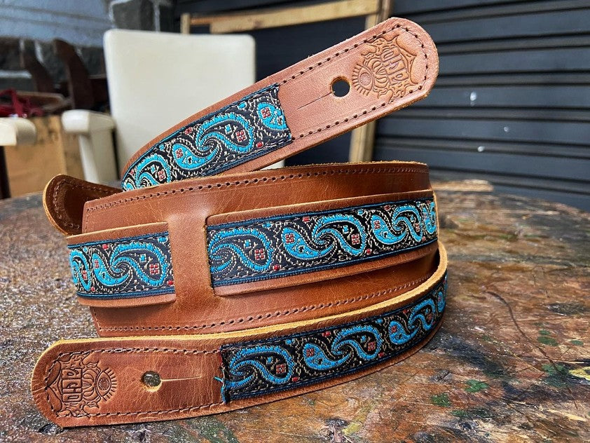 Sexy Saddle Guitar Strap Blue Paisley