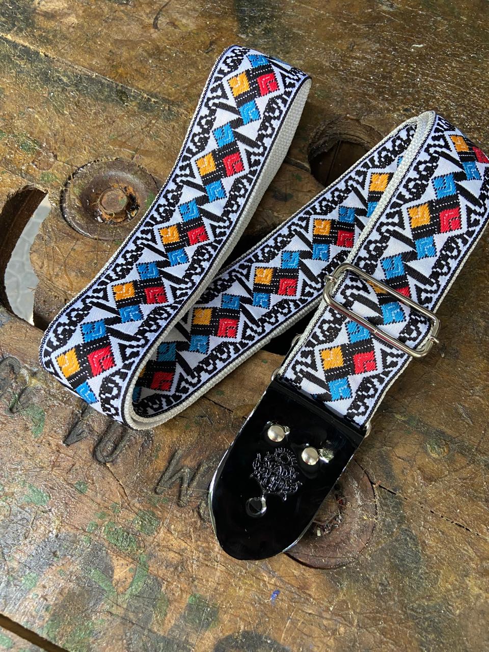 Guitar Strap White Diamonds